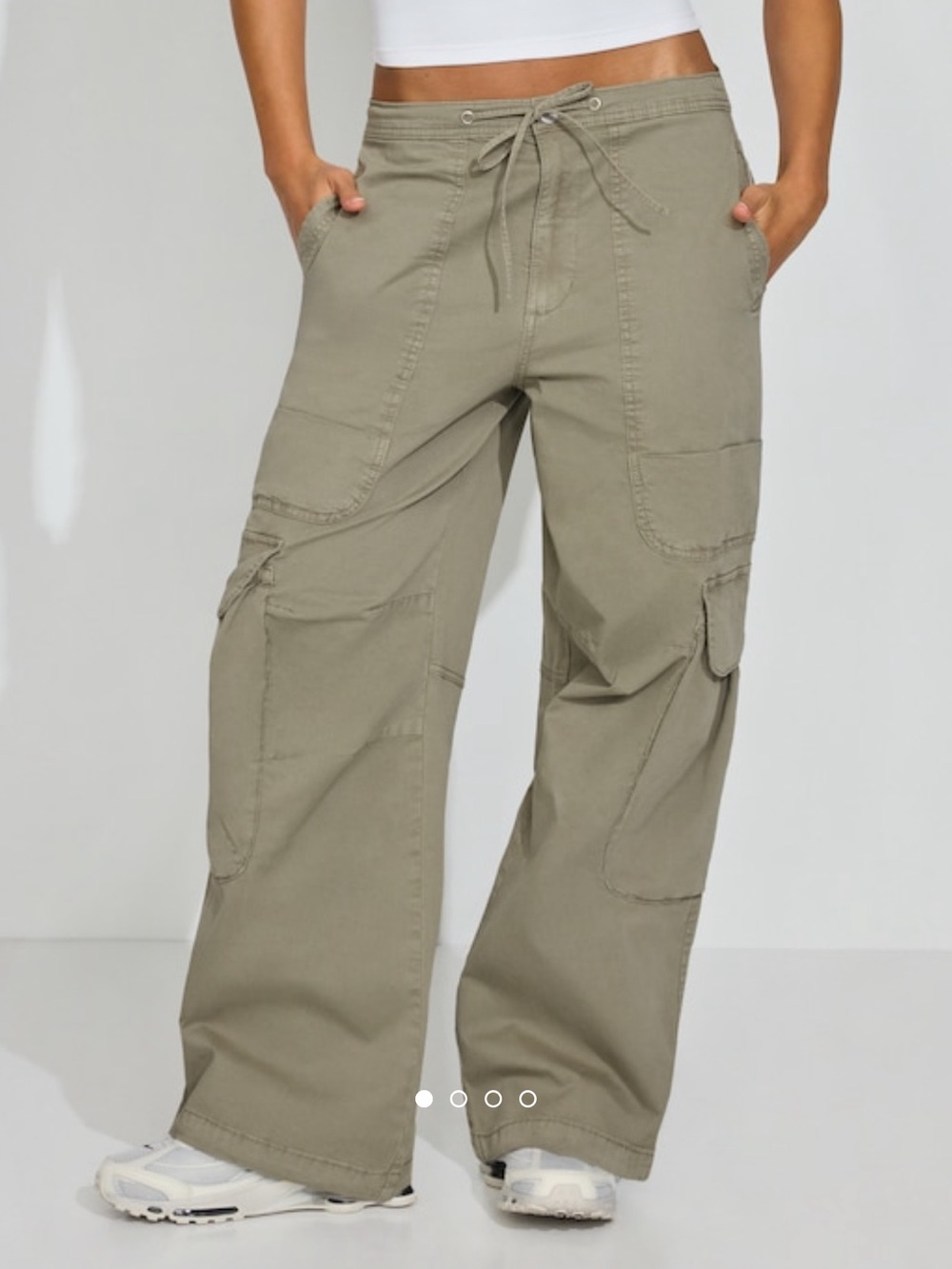 Garage Wide Leg Cargo Pants in Olive Green